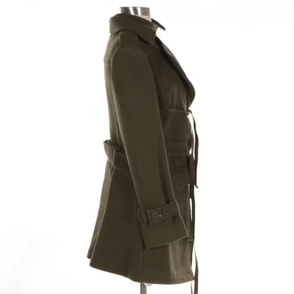 Alexander McQueen Asymmetrical Zip-Front Utility Style Coat in Green Wool Sz 44 - Picture 2 of 5